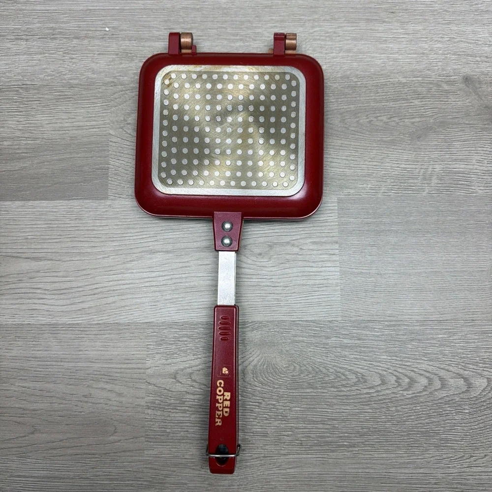 Red Copper Flipwich Stovetop Panini & Sandwich Maker Non-Stick Ceramic